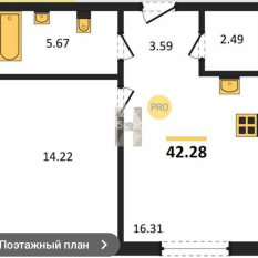 1-к квартира | 42.00 м² | 2 - 15 эт. 20