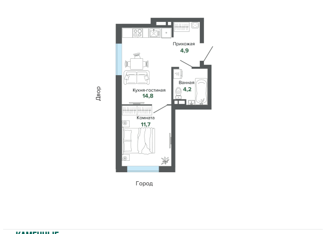 35.60 м² | 5 - 25 эт.