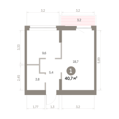 40.00 м² | 3 - 9 эт. 00