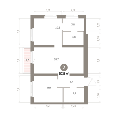 57.00 м² | 2 - 9 эт. 00
