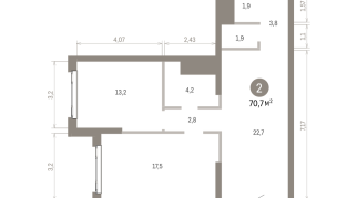 70.00 м² | 23 - 25 эт.