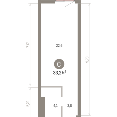 33.00 м² | 12 - 25 эт. 00