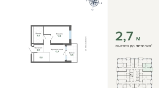 44.40 м² | 17 - 24 эт.