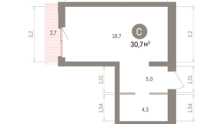30.00 м² | 5 - 7 эт.