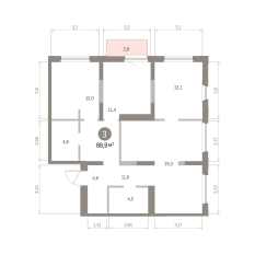 88.00 м² | 13 - 16 эт. 00