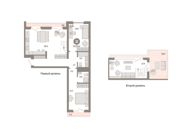 117.00 м² | 7 - 9 эт.