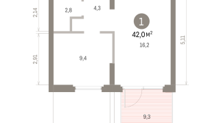42.00 м² | 2 - 7 эт.