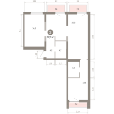 87.00 м² | 7 - 7 эт. 00