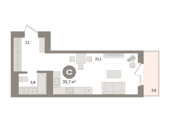 35.00 м² | 6 - 24 эт.
