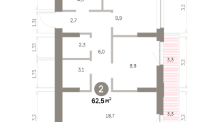 62.00 м² | 3 - 9 эт.