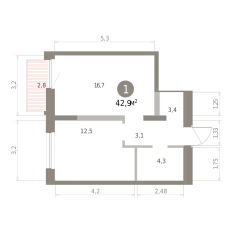 42.00 м² | 11 - 16 эт. 00