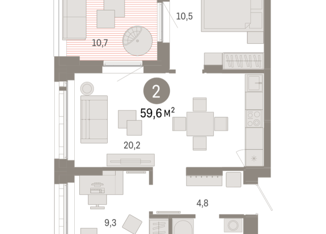 59.00 м² | 6 - 6 эт.