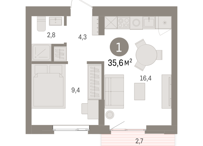 35.00 м² | 5 - 7 эт.