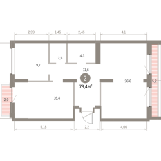 78.00 м² | 7 - 8 эт. 00