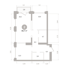 66.00 м² | 14 - 17 эт. 00