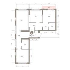 80.00 м² | 4 - 7 эт. 00