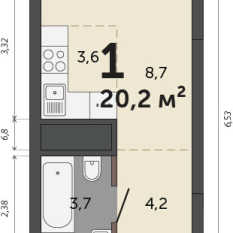 20.20 м² | 24 - 30 эт. 00