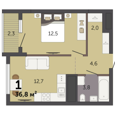 36.80 м² | 22 - 32 эт. 00