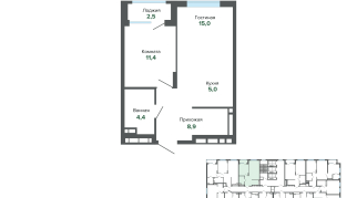 47.24 м² | 3 - 25 эт.