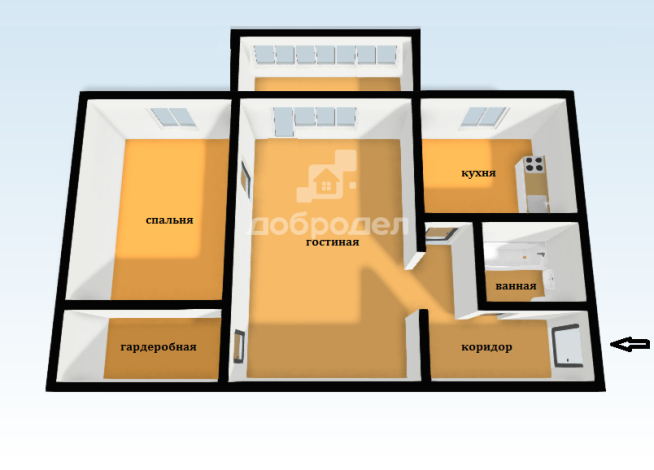 2-к квартира | 43.70 м² | 2 - 4 эт.