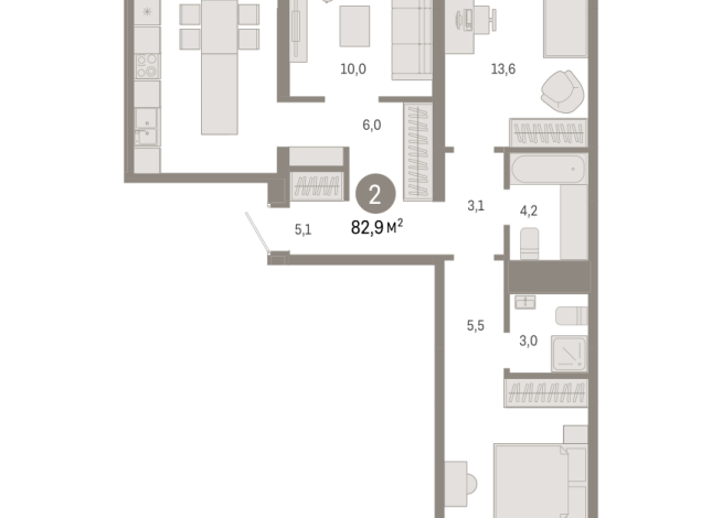 82.00 м² | 5 - 9 эт.