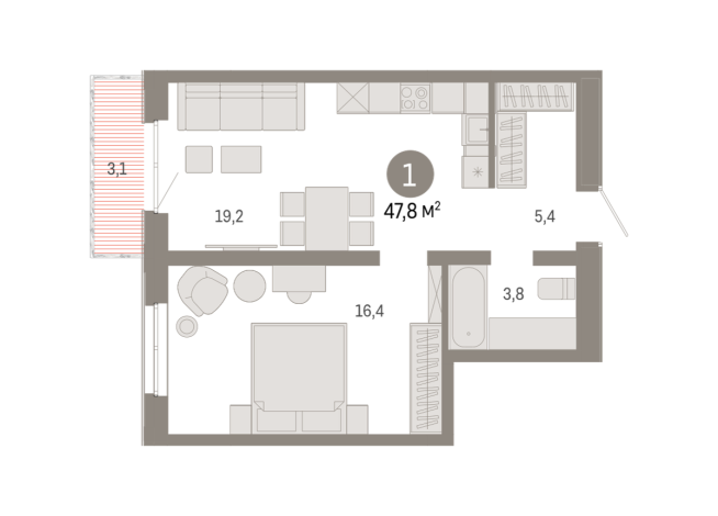 47.00 м² | 13 - 17 эт.