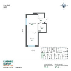 35.61 м² | 3 - 25 эт. 00