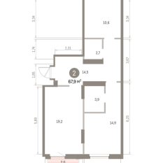 67.00 м² | 3 - 9 эт. 00