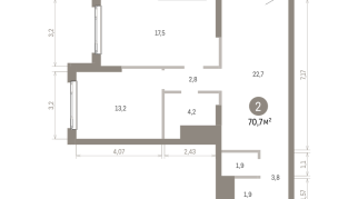 70.00 м² | 23 - 25 эт.