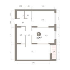 72.00 м² | 9 - 16 эт. 00