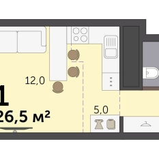 26.50 м² | 3 - 19 эт. 00