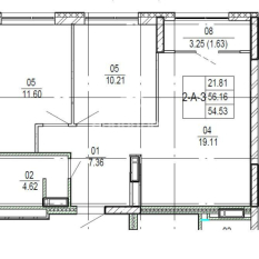 2-к квартира | 54.53 м² | 10 - 24 эт. 01