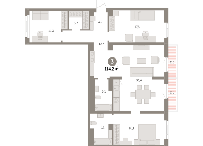 114.00 м² | 2 - 9 эт.