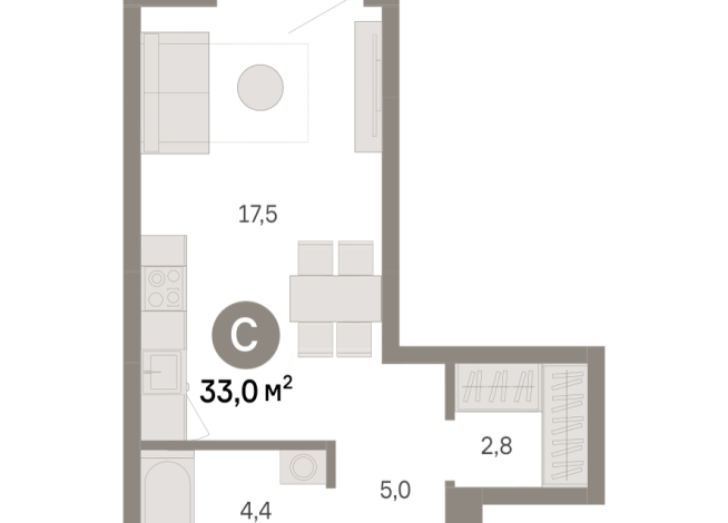 33.00 м² | 4 - 16 эт.
