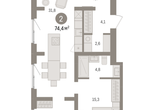 74.00 м² | 9 - 9 эт.