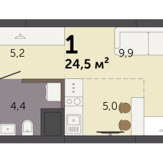 24.50 м² | 2 - 32 эт. 00
