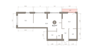 61.00 м² | 4 - 7 эт.