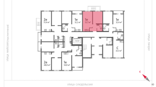 32.70 м² | 1 - 8 эт.