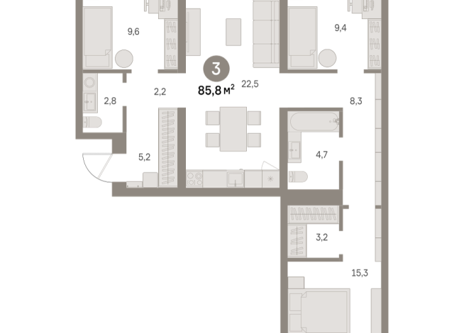 85.00 м² | 6 - 8 эт.