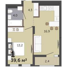 39.60 м² | 3 - 19 эт. 00
