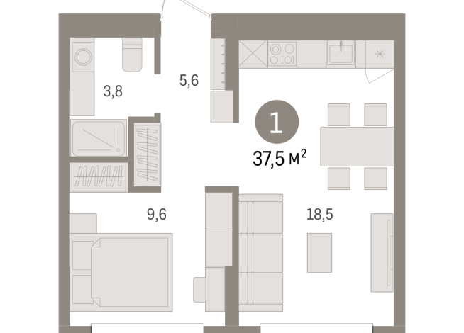 37.00 м² | 3 - 7 эт.