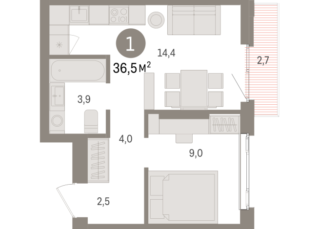 36.00 м² | 8 - 25 эт.