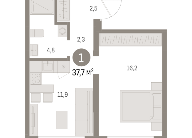 37.00 м² | 1 - 8 эт.