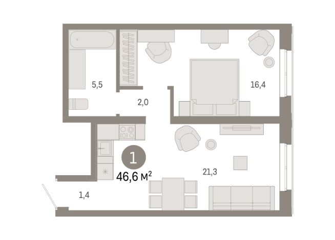 46.00 м² | 15 - 17 эт.
