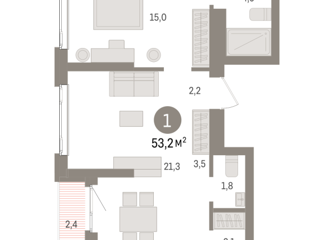 53.00 м² | 21 - 25 эт.