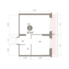 37.00 м² | 7 - 8 эт. 00