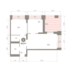 65.00 м² | 15 - 16 эт. 00