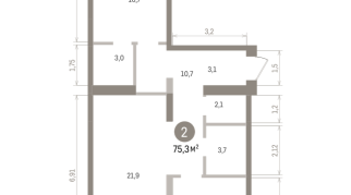 75.00 м² | 7 - 9 эт.