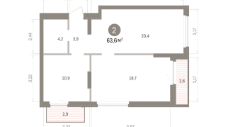 63.00 м² | 5 - 9 эт.