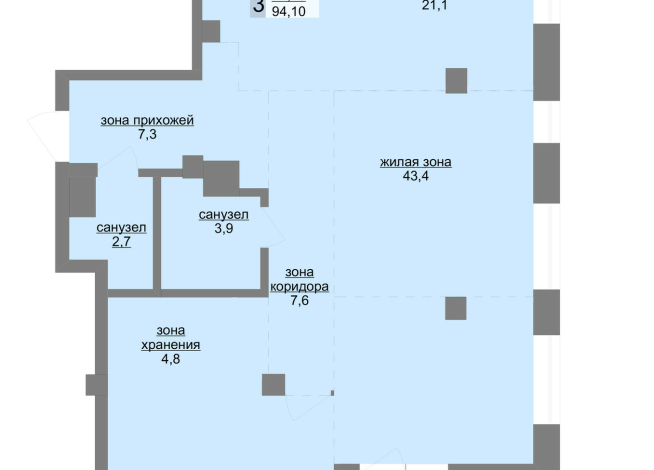 95.00 м² | 12 - 30 эт.